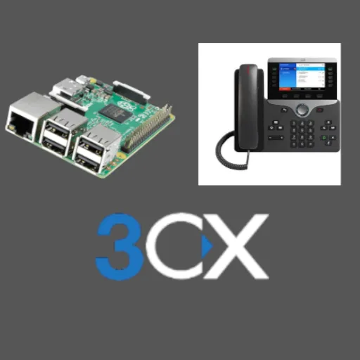 3CX logo, Raspberry PI, IP phone